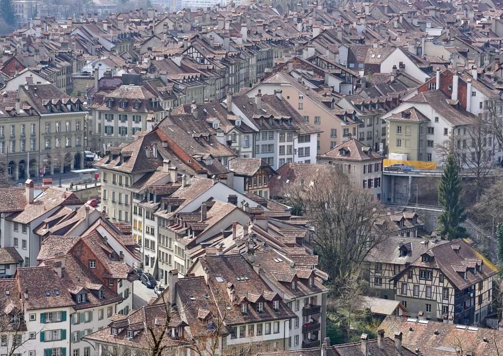 bern, rooftops, city